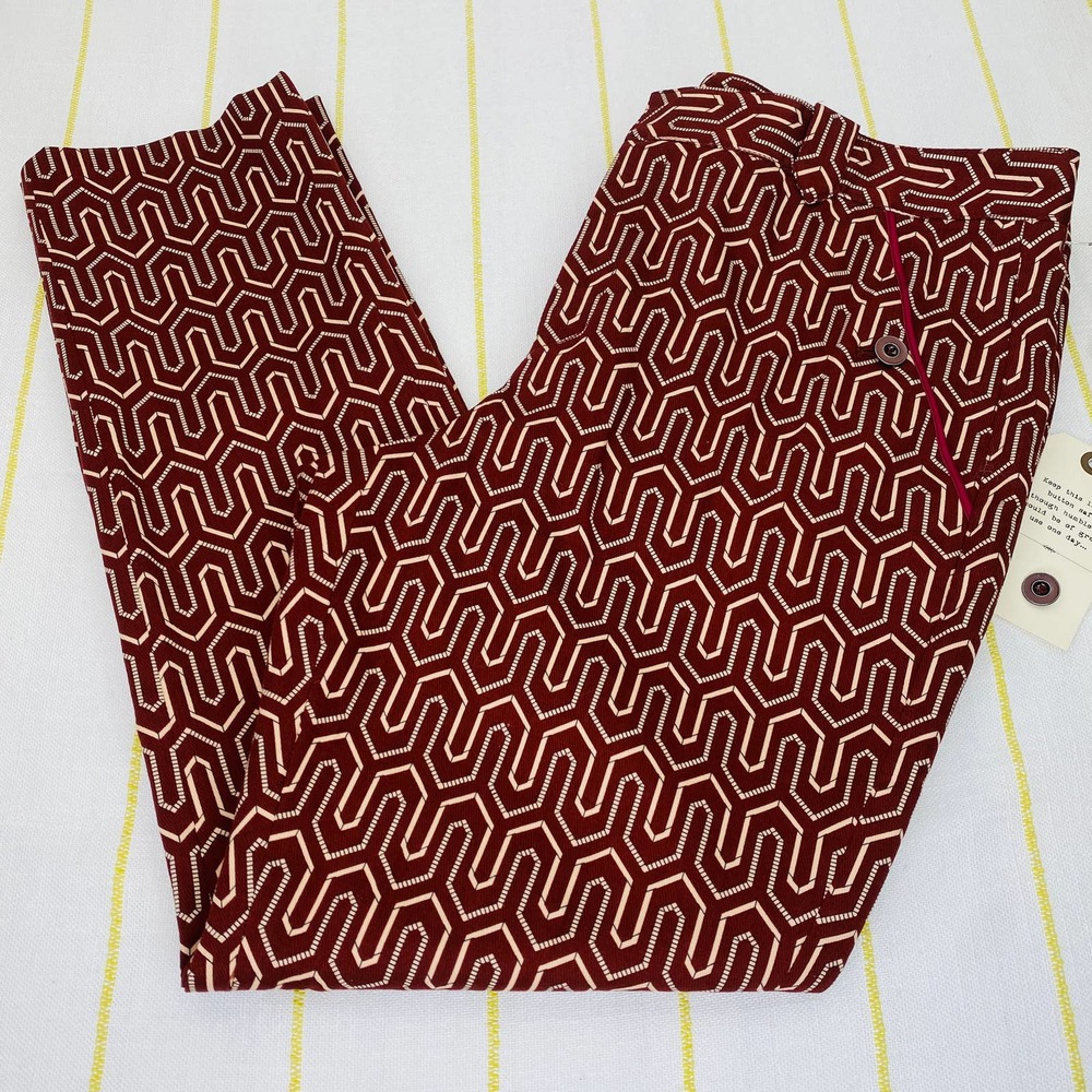 Anthropologie Cartonnier Charlie Trouser Womens 14 High Rise Ankle Pant Art Deco